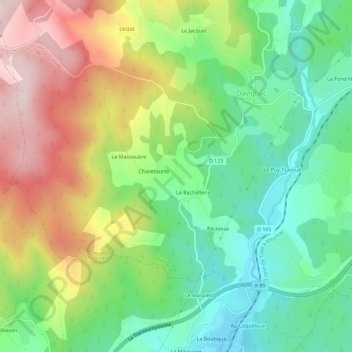 Mapa topográfico La Mongie, altitud, relieve