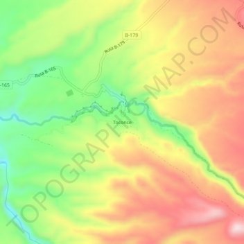 Mapa topográfico Toconce, altitud, relieve