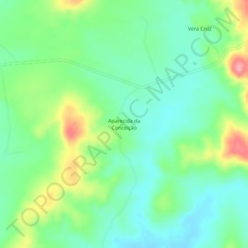Mapa topográfico Aparecida da Conceição, altitud, relieve