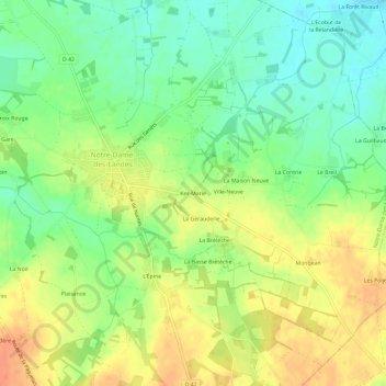 Mapa topográfico Ker-Marie, altitud, relieve