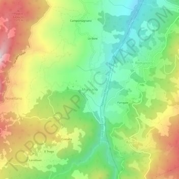 Mapa topográfico Morsiano, altitud, relieve