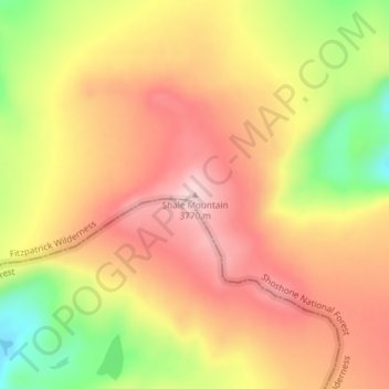 Mapa topográfico Shale Mountain, altitud, relieve