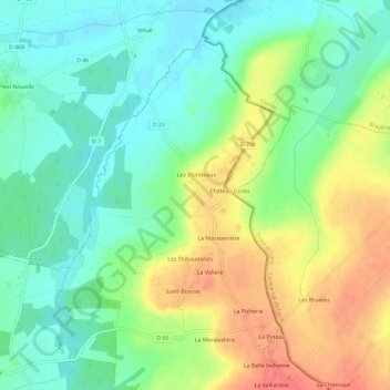 Mapa topográfico Les Mittons, altitud, relieve