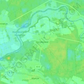 Mapa topográfico Hornbostel, altitud, relieve
