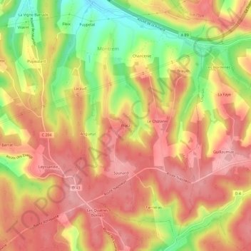 Mapa topográfico Pratz, altitud, relieve