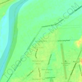 Mapa topográfico Linao Norte, altitud, relieve