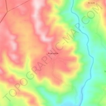 Mapa topográfico Azacualpa, altitud, relieve