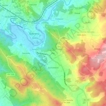 Mapa topográfico Vilar, altitud, relieve
