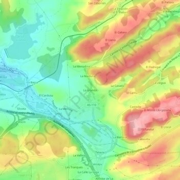 Mapa topográfico La Granda, altitud, relieve