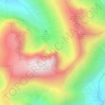 Mapa topográfico Scottish Highlands, altitud, relieve