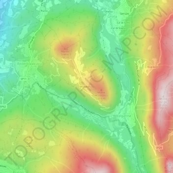 Mapa topográfico Mondonico, altitud, relieve