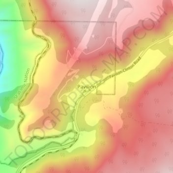 Mapa topográfico Pavilion, altitud, relieve