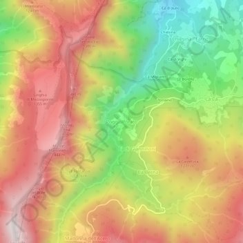 Mapa topográfico Poggiolforato, altitud, relieve