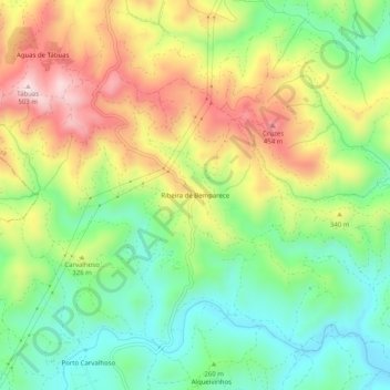 Mapa topográfico Ribeira de Bemparece, altitud, relieve