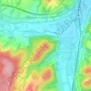 Mapa topográfico Winterkasten, altitud, relieve