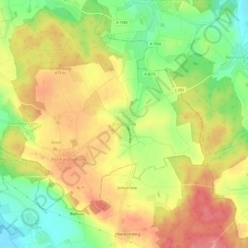 Mapa topográfico Bierstetten, altitud, relieve