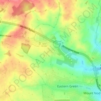Mapa topográfico Pickford Green, altitud, relieve