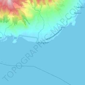 Mapa topográfico Cabucgayan, altitud, relieve