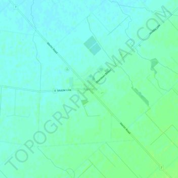 Mapa topográfico Merlin, altitud, relieve