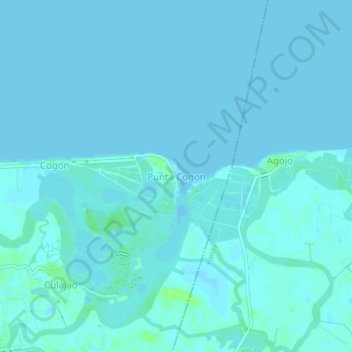 Mapa topográfico Punta Cogon, altitud, relieve
