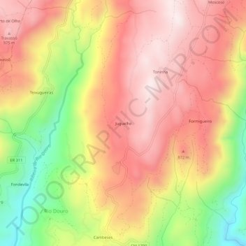 Mapa topográfico Juguelhe, altitud, relieve