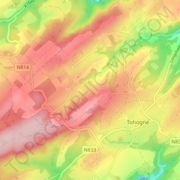 Mapa topográfico Coquaimont, altitud, relieve