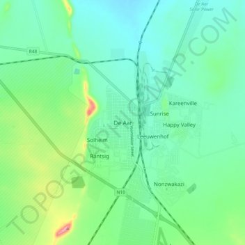 Mapa topográfico De Aar, altitud, relieve