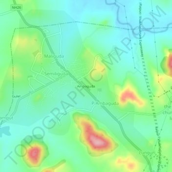 Mapa topográfico Ambaguda, altitud, relieve