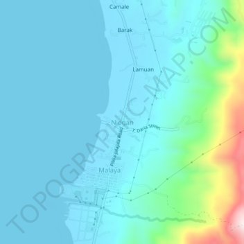 Mapa topográfico Niogan, altitud, relieve