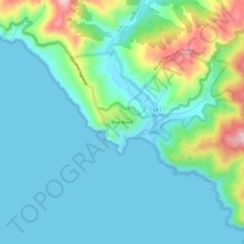 Mapa topográfico Muir Beach, altitud, relieve