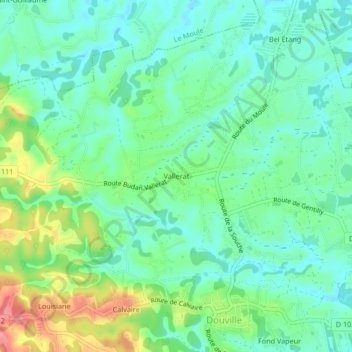 Mapa topográfico Vallerat, altitud, relieve