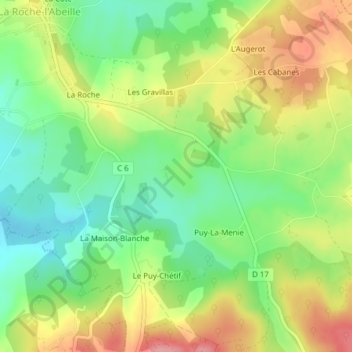 Mapa topográfico Charneuve, altitud, relieve