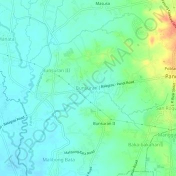 Mapa topográfico Bunsuran Ⅰ, altitud, relieve