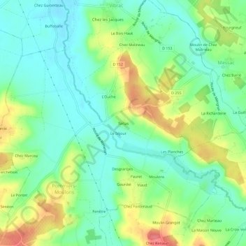 Mapa topográfico Tartas, altitud, relieve