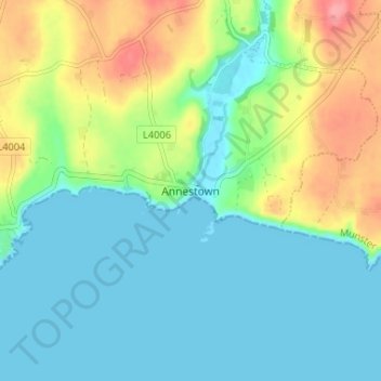 Mapa topográfico Annestown, altitud, relieve