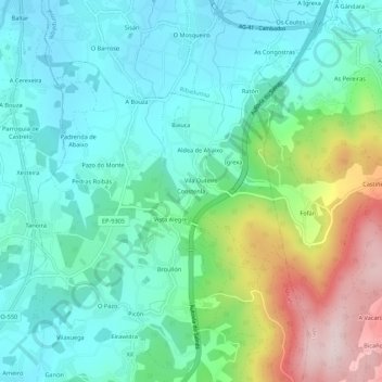 Mapa topográfico Constenla, altitud, relieve