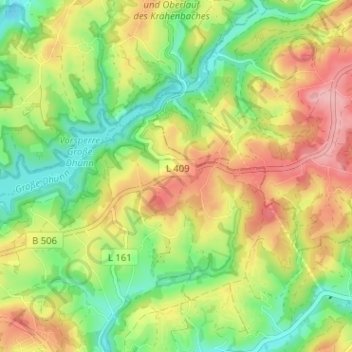 Mapa topográfico Laudenberg, altitud, relieve