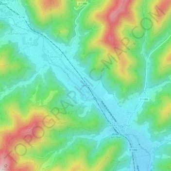 Mapa topográfico Gehren, altitud, relieve