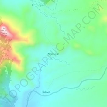 Mapa topográfico Nagbunga, altitud, relieve