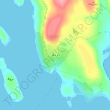 Mapa topográfico Ulsta, altitud, relieve