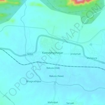 Mapa topográfico Kamakhyanagar, altitud, relieve