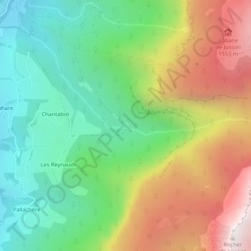 Mapa topográfico Les Trois Fontaines, altitud, relieve