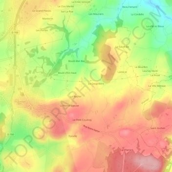 Mapa topográfico Brangolo, altitud, relieve