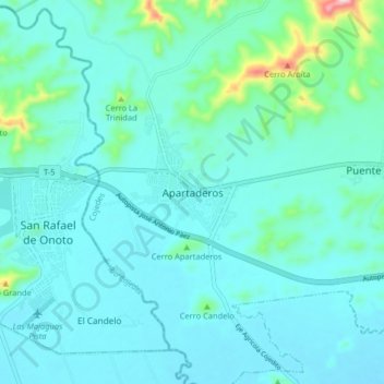 Mapa topográfico Apartaderos, altitud, relieve