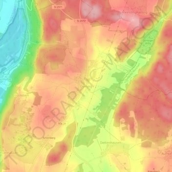 Mapa topográfico Deining, altitud, relieve