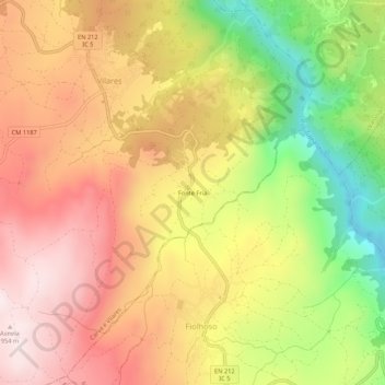 Mapa topográfico Fonte Fria, altitud, relieve