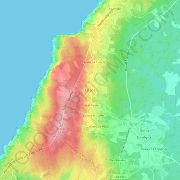 Mapa topográfico Cidade, altitud, relieve