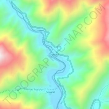 Mapa topográfico Guayabo, altitud, relieve
