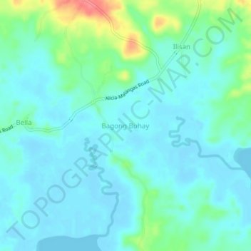 Mapa topográfico Bagong Buhay, altitud, relieve