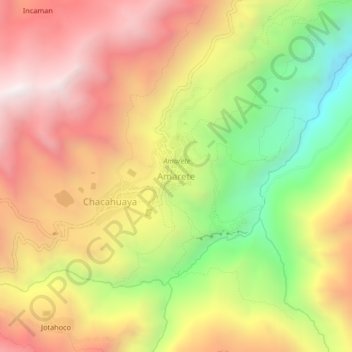 Mapa topográfico Amarete, altitud, relieve